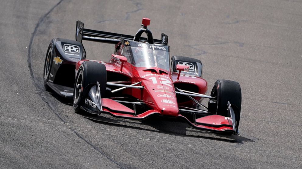 Will Power, of Australia, drives during an IndyCar Series auto race, Saturday, July 23, 2022, at Iowa Speedway in Newton, Iowa. (AP Photo/Charlie Neibergall)
