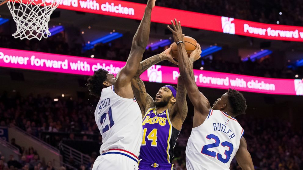 Embiid Leads Sixers Past Lebron Led Lakers 143 120 Abc News