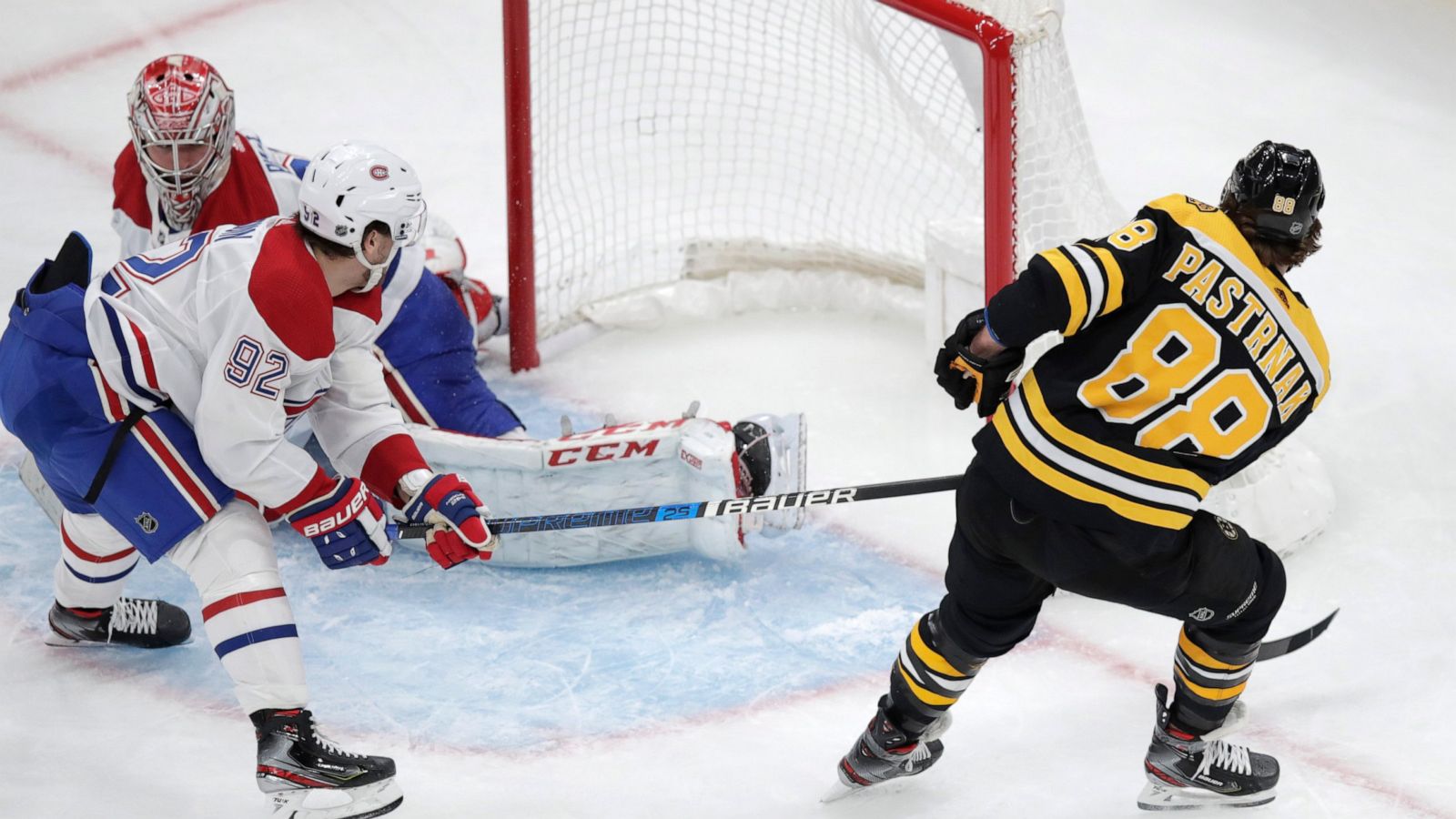 Pastrnak Gets Hat Trick Bruins Beat Canadiens 4 1 Abc News