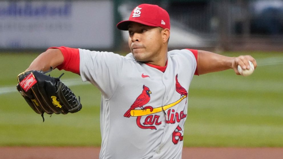 FILE - St. Louis Cardinals starter Jose Quintana pitches against the Pittsburgh Pirates during the first inning of a baseball game, Monday, Oct. 3, 2022, in Pittsburgh. The New York Mets and José Quintana agreed to a $26 million, two-year contract on