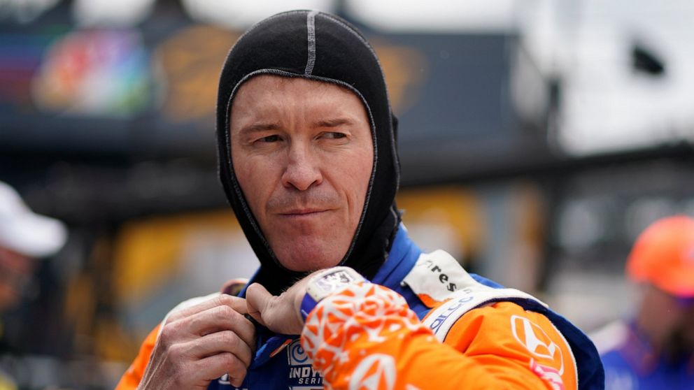 Scott Dixon, of New Zealand, prepares to drive during the final practice for the Indianapolis 500 auto race at Indianapolis Motor Speedway, Friday, May 27, 2022, in Indianapolis. (AP Photo/Darron Cummings)