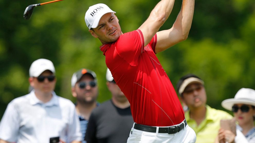 Martin Kaymer, of Germany, tees off on the third hole during the third round of the Memorial golf tournament Saturday, June 1, 2019, in Dublin, Ohio. (AP Photo/Jay LaPrete)
