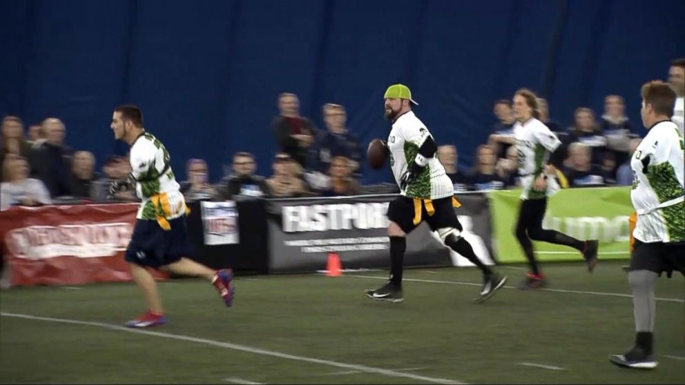 PHOTO: The Wounded Warrior Amputee Football Team defeated the NFL team, 63-42, improving its record to 7-0 against the NFL team in pre-Super Bowl bouts.