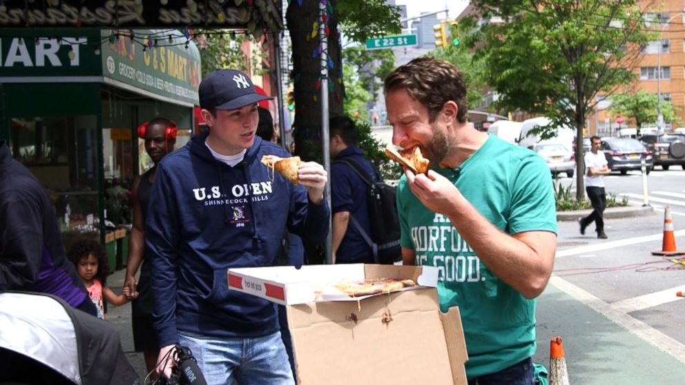 Dave Portnoy, known to Stoolies and staffers alike as "El Presidente," is seen here doing a "pizza review."