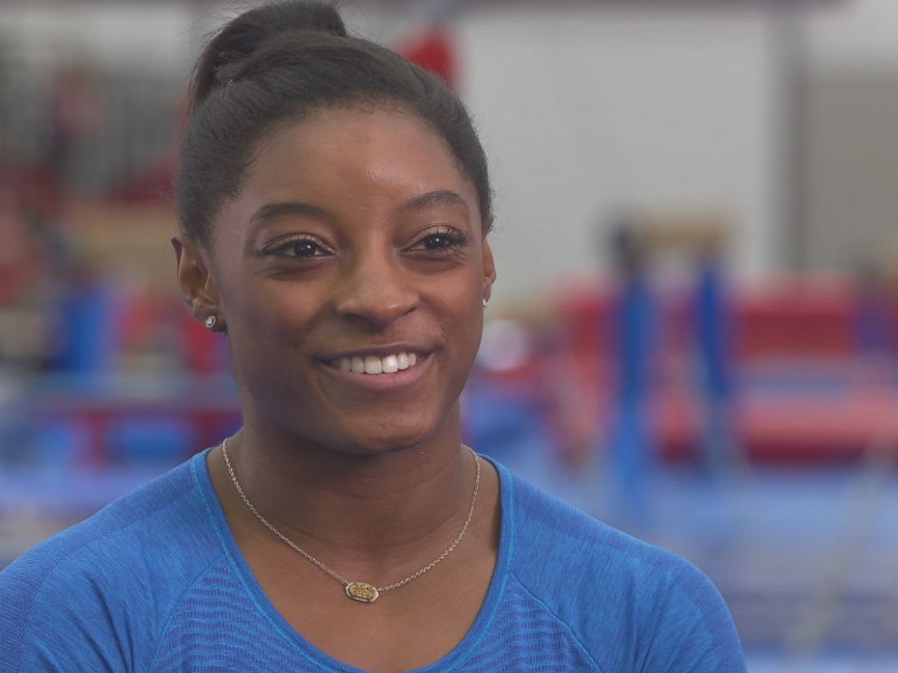 Simone Biles, a member of the U.S. Olympic Womens Gymnastics team, is seen here during an interview with ABC News Nightline.