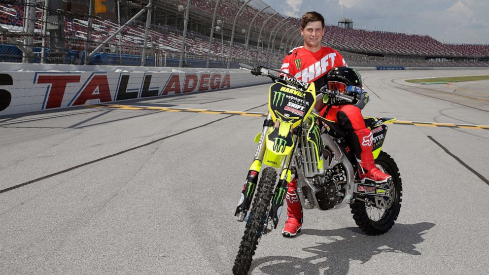 PHOTO: Alex Harvill poses before an motorcycle event at the Talladega, Ala.