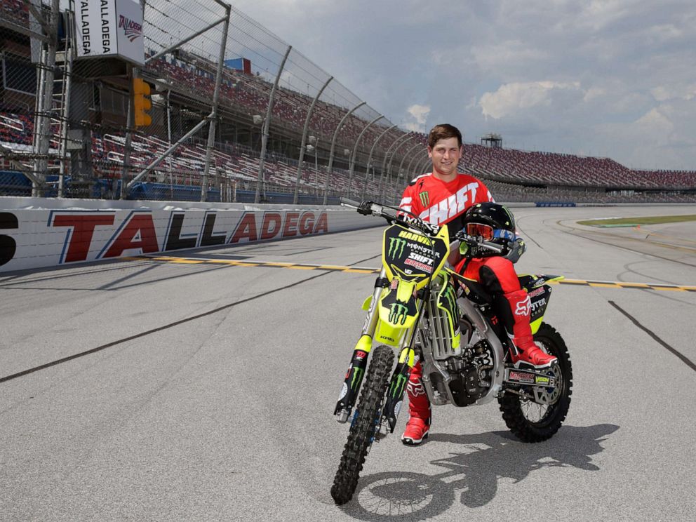 PHOTO: Alex Harvill poses before an motorcycle event at the Talladega, Ala.