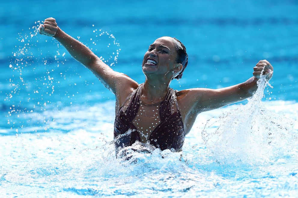 PHOTO: Anita Alvarez of Team United States competes in the Women's Solo Free Final on day six of the Budapest 2022 FINA World Championships on June 22, 2022, in Budapest, Hungary.