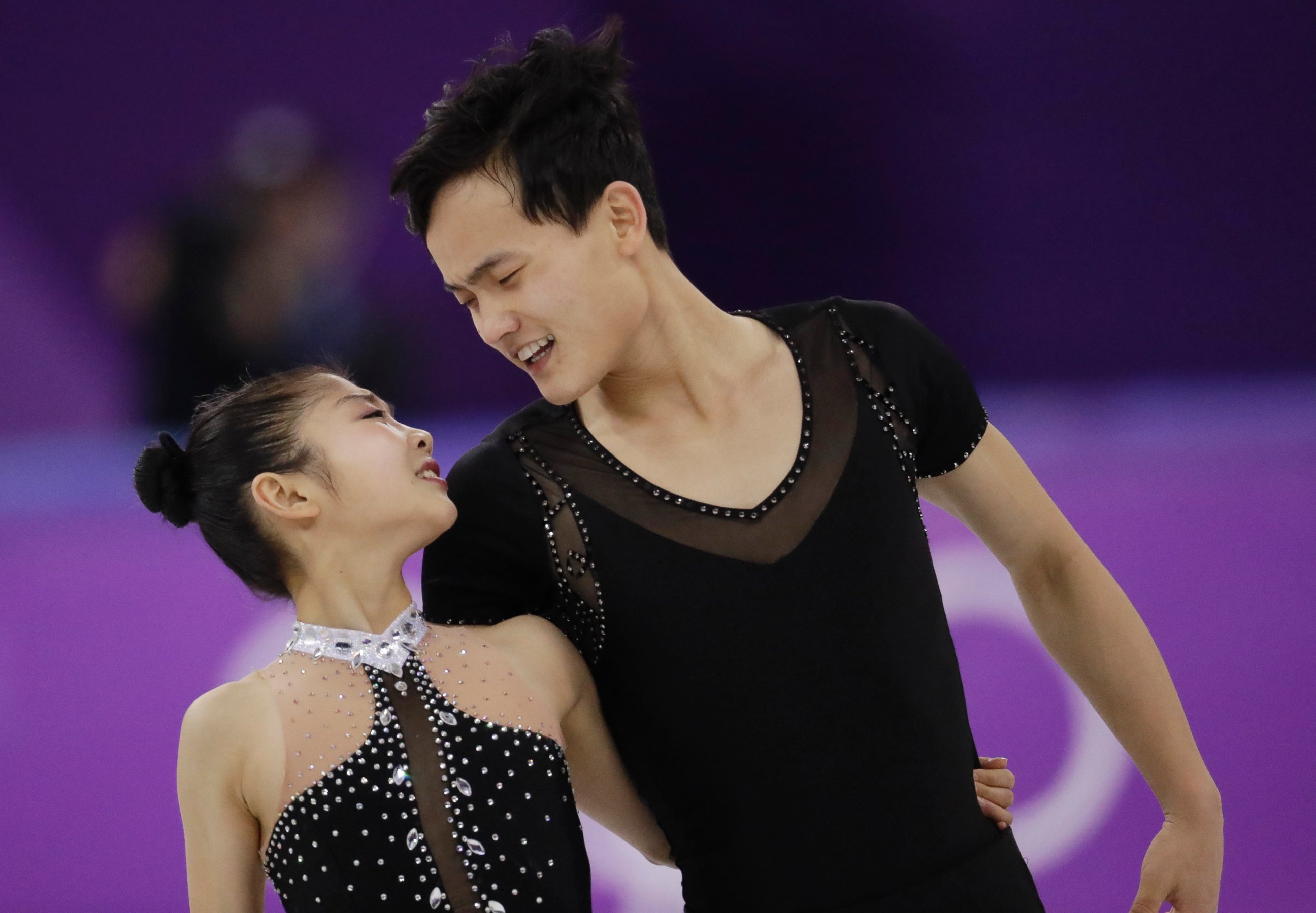 Ryom Tae Ok and Kim Ju Sik of North Korea perform in the pairs free skate figure skating final in the Gangneung Ice Arena at the 2018 Winter Olympics in Gangneung, South Korea, Thursday, Feb. 15, 2018.