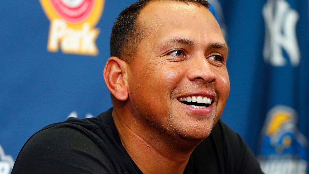 New York Yankees third baseman Alex Rodriguez answers questions from the media during a news conference after a minor league baseball rehab start with the Trenton Thunder in a game against the Reading Phillies on Aug. 3, 2013, in Trenton, N.J.
