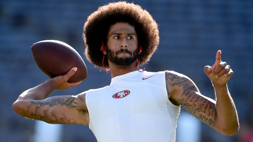 San Francisco 49ers quarterback Colin Kaepernick warms up for the team's NFL preseason football game against the San Diego Chargers, Sept. 1, 2016, in San Diego.