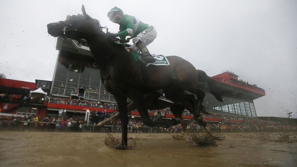 Exaggerator with Kent Desormeaux aboard wins the 141st Preakness Stakes horse race at Pimlico Race Course, Saturday, May 21, 2016, in Baltimore.