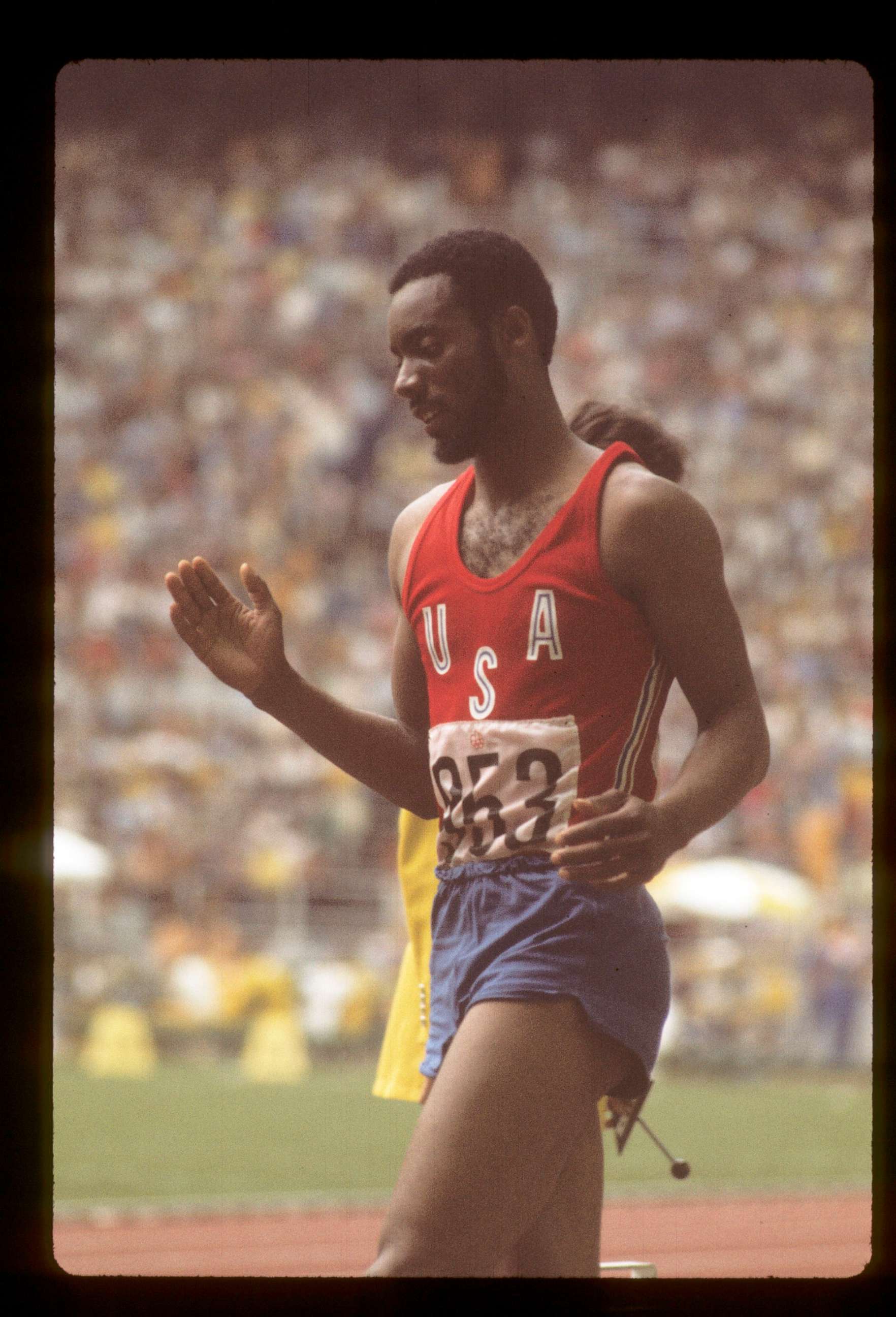 PHOTO: Arnie Robinson competes in the Men's Long Jump during the Summer Olympics, July 29, 1976.