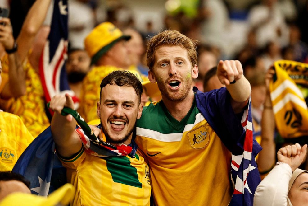 PHOTO: Australia fans inside the stadium before the match with Denmark on Wednesday, Nov. 30, 2022.