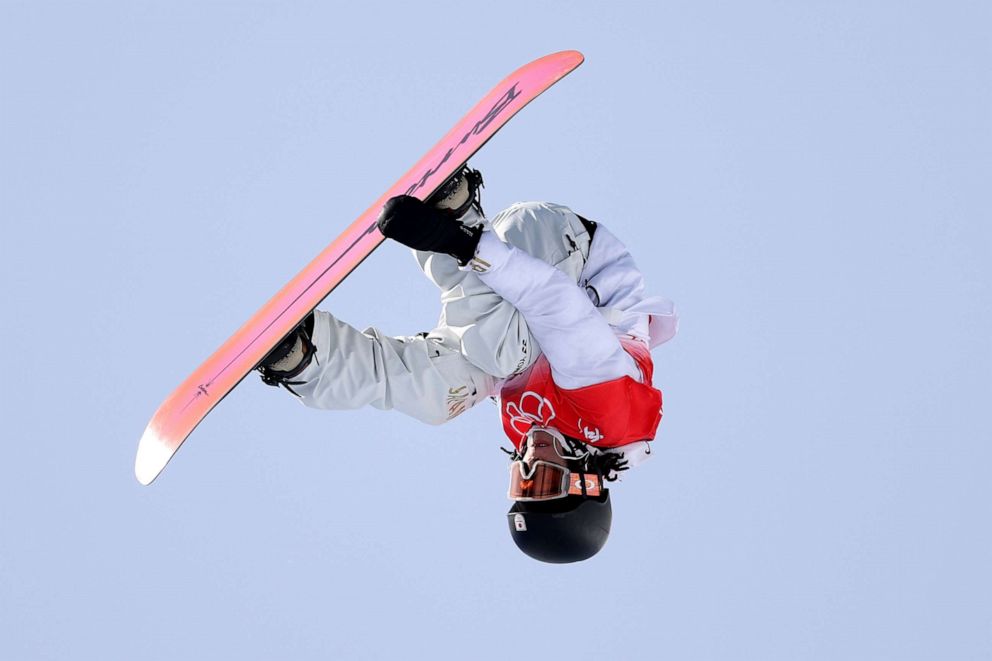 Ayumu Hirano of Team Japan performs a trick during the men's snowboard halfpipe final on day 7 of the Beijing 2022 Winter Olympics at Genting Snow Park on Feb. 11, 2022, in Zhangjiakou, China.