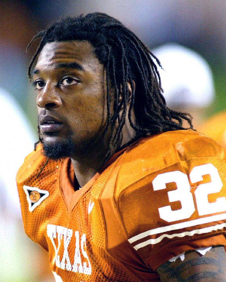 PHOTO: Texas running back Cedric Benson is shown in the bench area during the fourth quarter of his team's 56-35 victory over Oklahoma State in Austin, Texas, Nov. 6, 2004. 