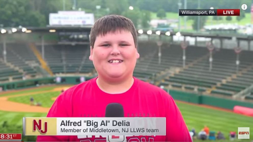 PHOTO: Alfred "Big Al" Delia as he appeared in an interview on ESPN's Sports Center answering questions on his new found fame.