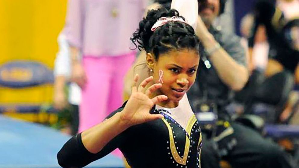 PHOTO: In this March 8, 2013, photo provided by LSU Student Media, LSU senior Britney Taylor finishes her floor routine at a gymnastics event in Baton Rouge, La.