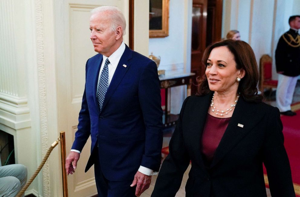 PHOTO: President Joe Biden and Vice President Kamala Harris attend a signage ceremony at the White House in Washington, June 13, 2022.