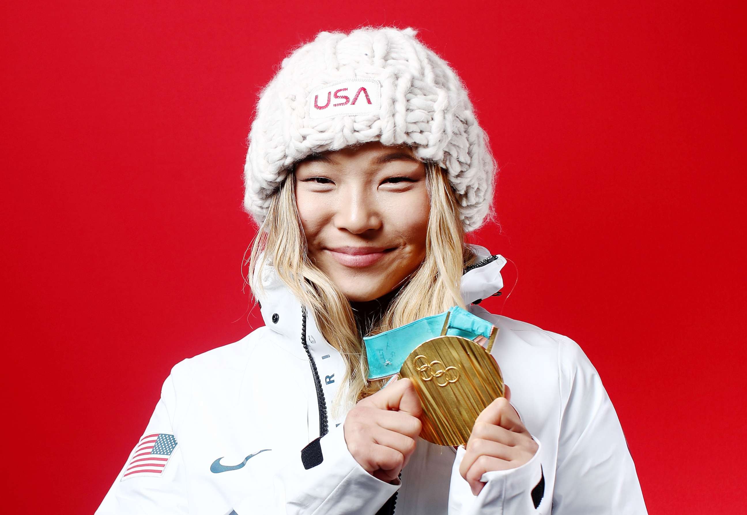 PHOTO: Gold medalist in snowboard ladies' halfpipe, Chloe Kim of the U.S., poses for a portrait, Feb. 13, 2018, in Gangneung, South Korea. 