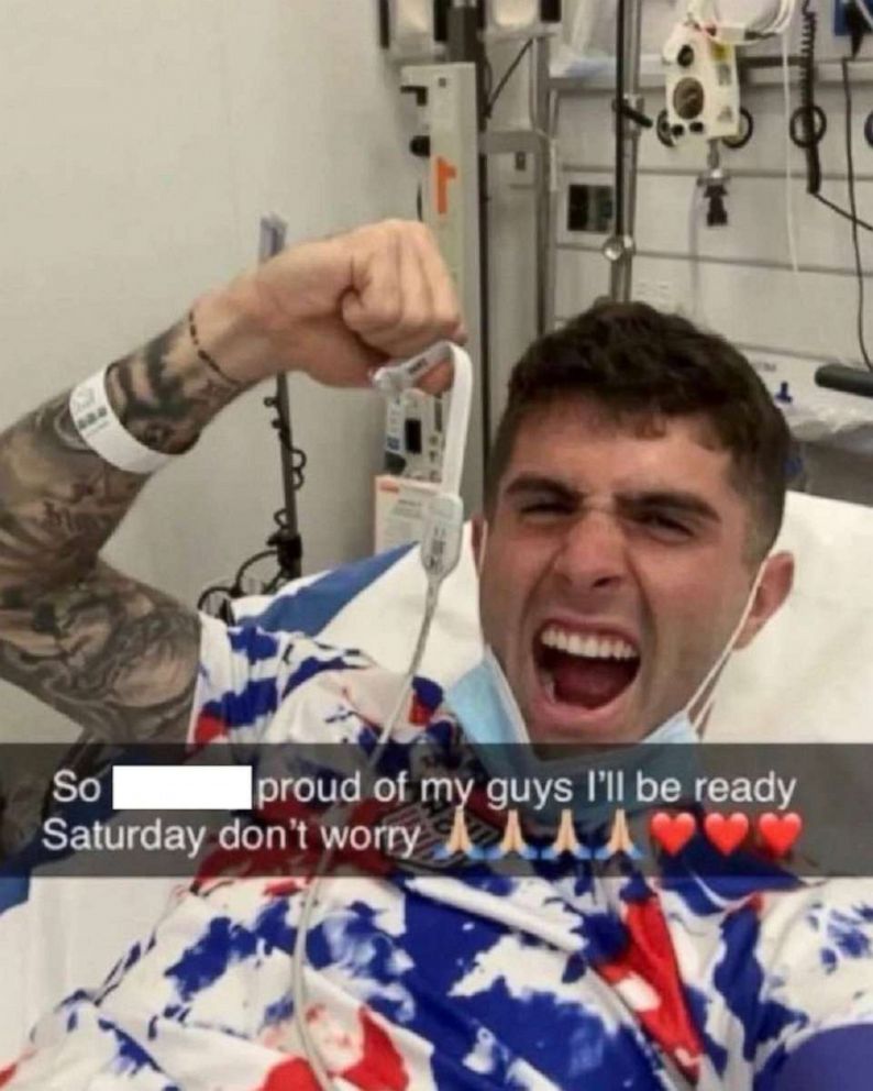 PHOTO: USA star player Christian Pulisic shared a photo from the hospital saying he would be ready to play Saturday after being injured in the win against Iran.
