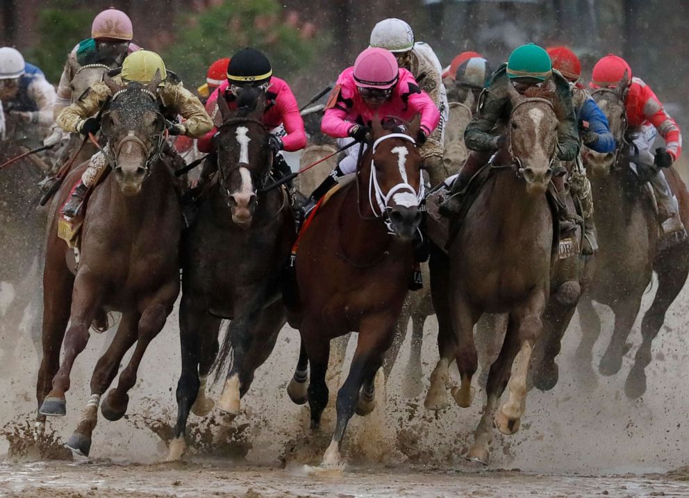 PHOTO: Racers compete in the 145th running of the Kentucky Derby horse race at Churchill Downs in Louisville, Ky., May 4, 2019.