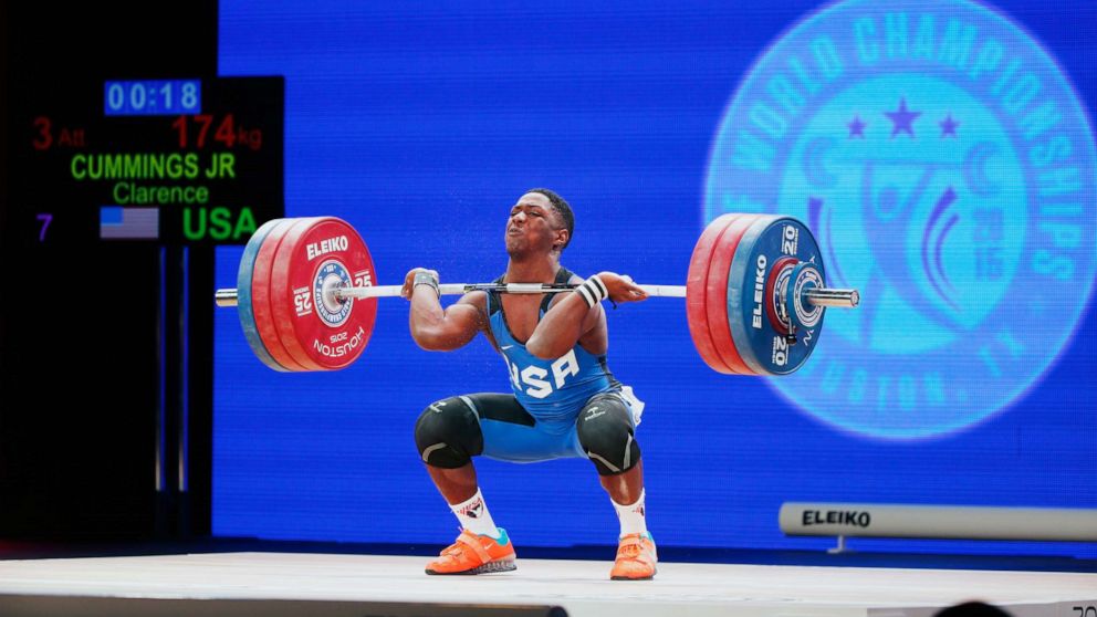 PHOTO: Clarence Cummings Jr. of the United States competes in the men's 69kg weight class during the 2015 International Weightlifting Federation World Championships at the George R. Brown Convention Center on November 22, 2015 in Houston, Texas.