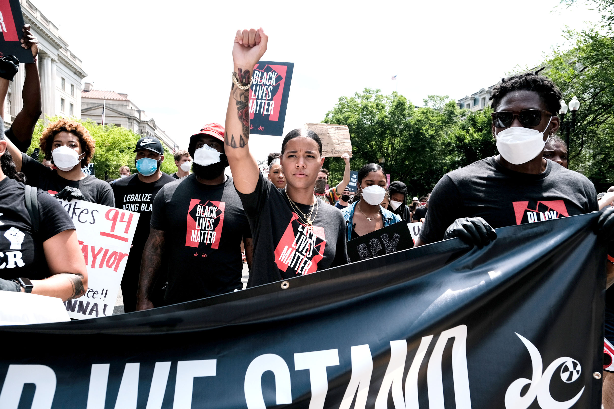 PHOTO: Natasha Cloud marches to the MLK Memorial to support Black Lives Matter and to mark the liberation of slavery, June 19, 2020, in Washington, DC. 