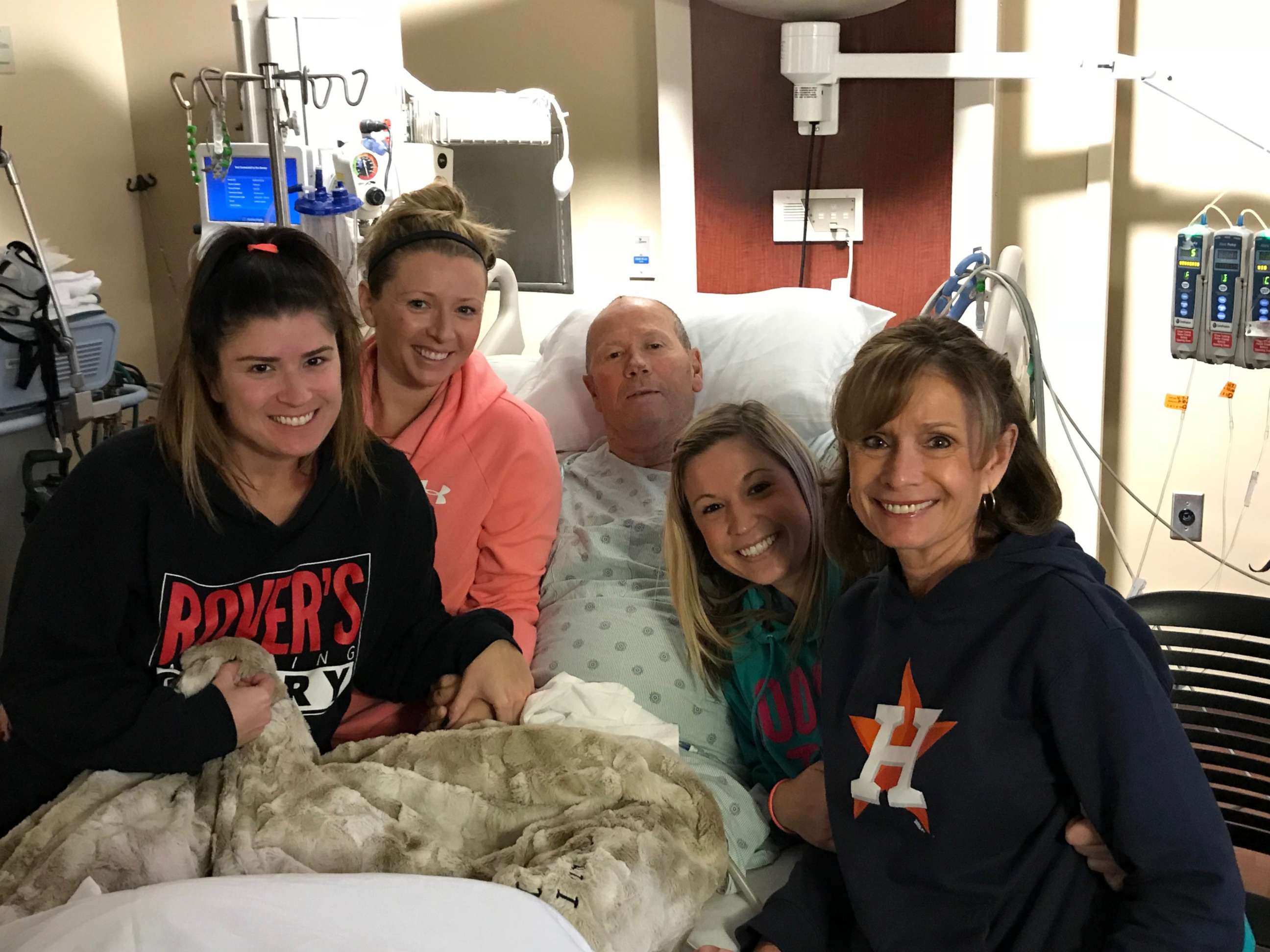 PHOTO: Rich Dauer and his family in the hospital while he was recovering from brain surgery.