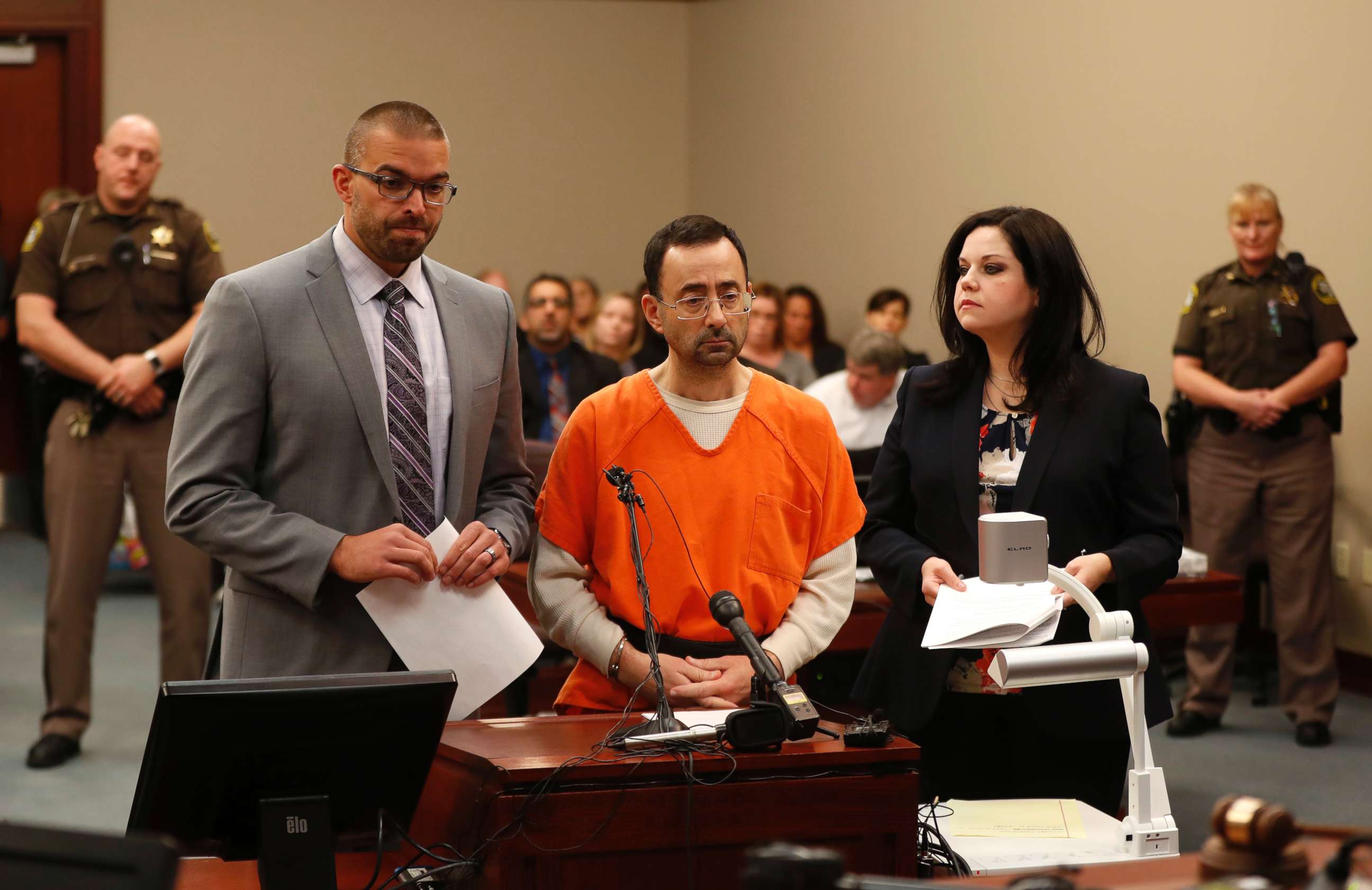 PHOTO: Dr. Larry Nassar, 54, appears in court for a plea hearing in Lansing, Mich., Nov. 22, 2017. 