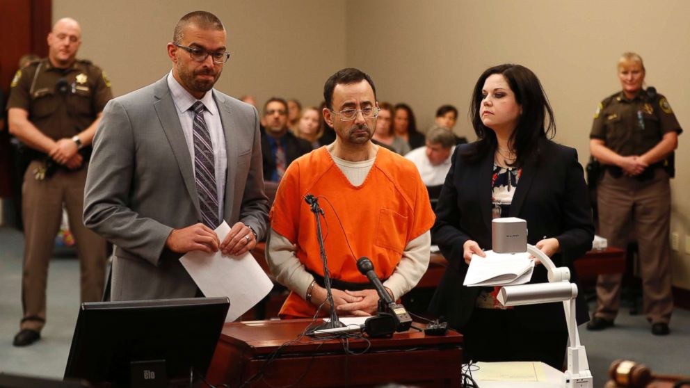 PHOTO: Dr. Larry Nassar, 54, appears in court for a plea hearing in Lansing, Mich., Nov. 22, 2017. 