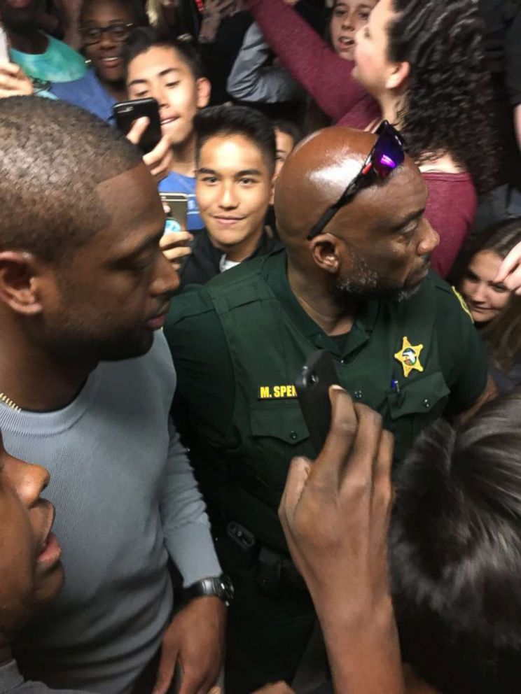 PHOTO: Thx @DwyaneWade for casually dropping by our school and causing a stampede in the cafeteria. An interesting lunch to be sure, thank you for your support!