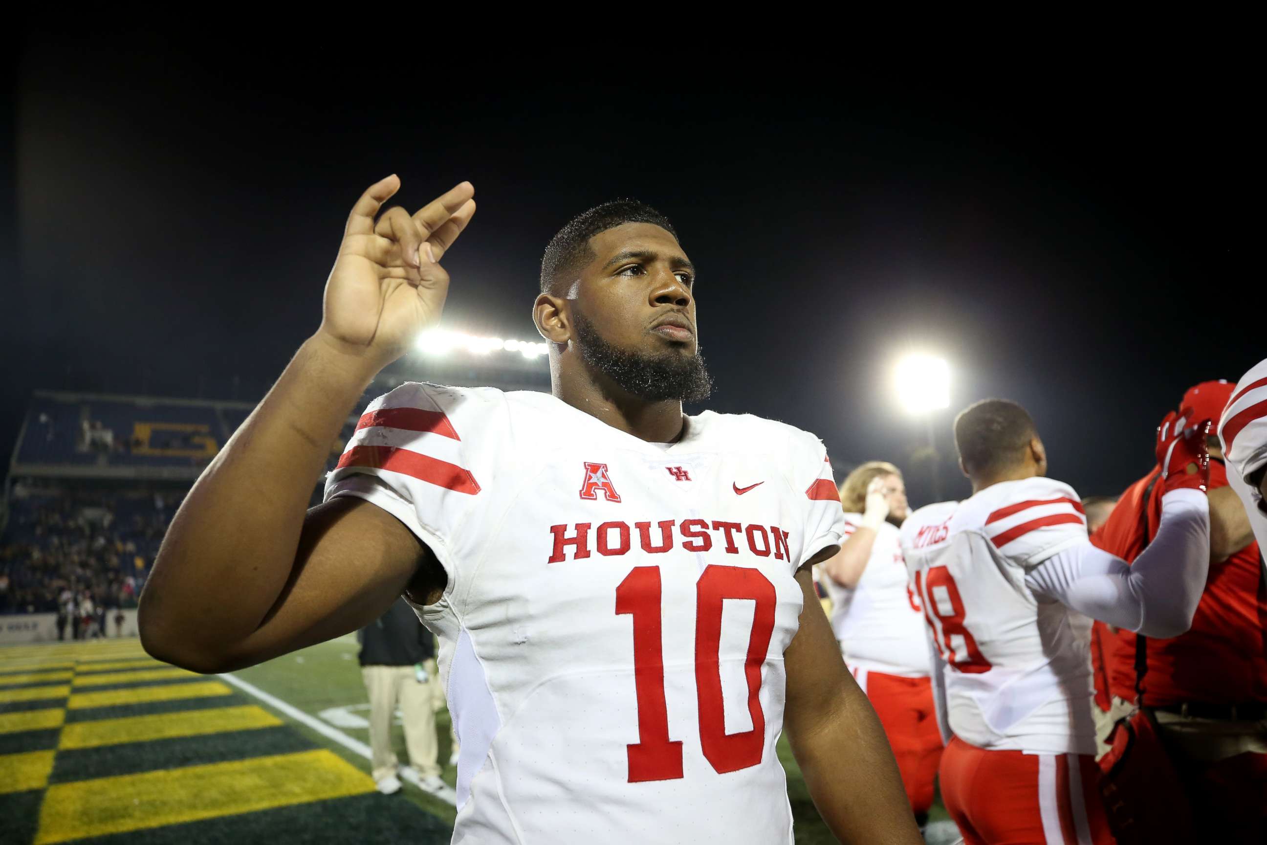 PHOTO: Ed Oliver of the Houston Cougars looks on after the Houston Cougars defeated the Navy Midshipmen at Navy-Marines Memorial Stadium on Oct. 20, 2018 in Annapolis, Md.