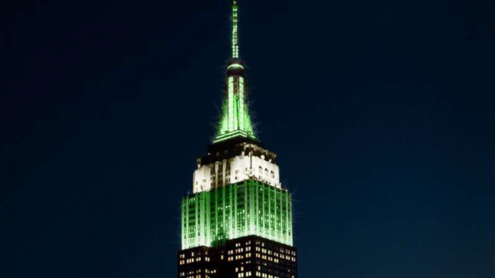 PHOTO: The Empire State building lit up in green to celebrate the Philadelphia Eagles' Super Bowl win on Feb. 4, 2018, New York.