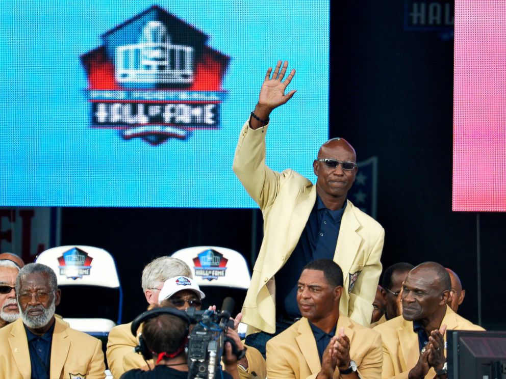 PHOTO: In this Aug. 2, 2014, file photo, enshrinee Eric Dickerson is introduced during the Pro Football Hall of Fame enshrinement ceremony, in Canton, Ohio.