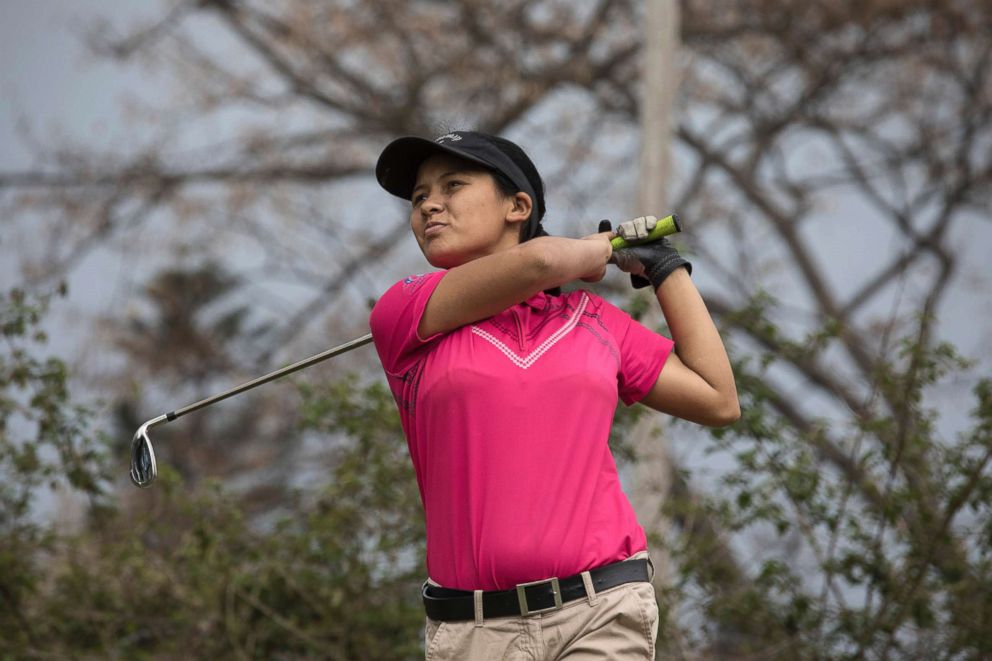 PHOTO: Pratima is often the only female golfer in Nepal's tournaments.