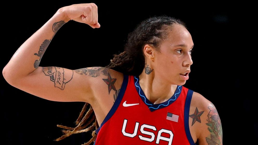 PHOTO: Basketball player Brittney Griner at the Australia vs. United States quarterfinal in Tokyo 2020 Olympics on August 4, 2021.