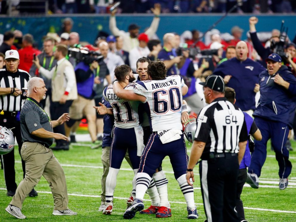 PHOTO: Tom Brady #12 of the New England Patriots reacts after defeating the Atlanta Falcons 34-28 in overtime to win Super Bowl 51 at NRG Stadium, Feb. 5, 2017, in Houston.