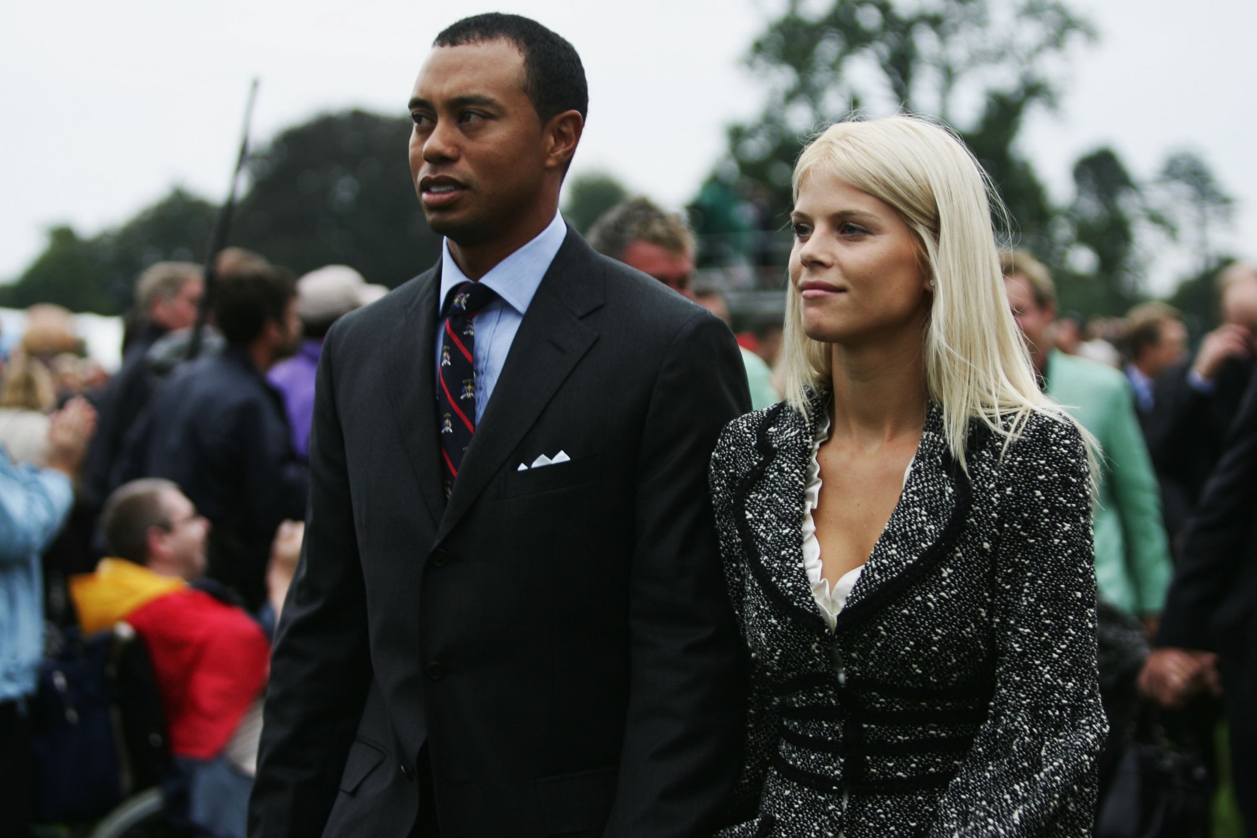 PHOTO: Tiger Woods and his wife Elin look on during the Opening Ceremony of the 2006 Ryder Cup at The K Club, Sept. 21, 2006, in Straffan, Co. Kildare, Ireland.