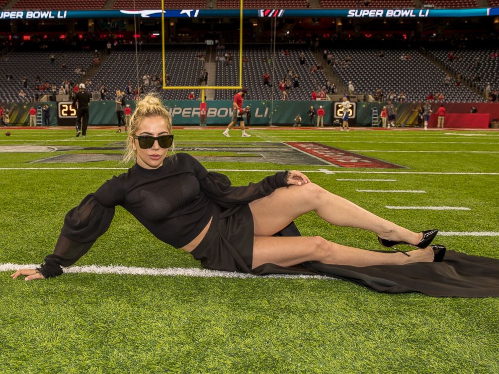 PHOTO: Lady Gaga poses on the field before Super Bowl LI at NRG Stadium on Feb. 5, 2017 in Houston, Texas.