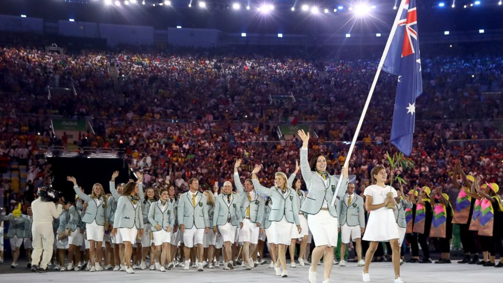 The Australian team at the Opening Ceremony of the Rio 2016 Olympic Games at Maracana Stadium on August 5, 2016 in Rio de Janeiro, Brazil. 
