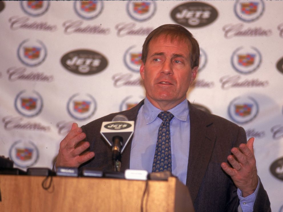 PHOTO: Head coach Bill Belichick of the New York Jets resigns from the job at a press conference just one day after accepting the position at Hempstead, New York on Jan. 4, 2000.