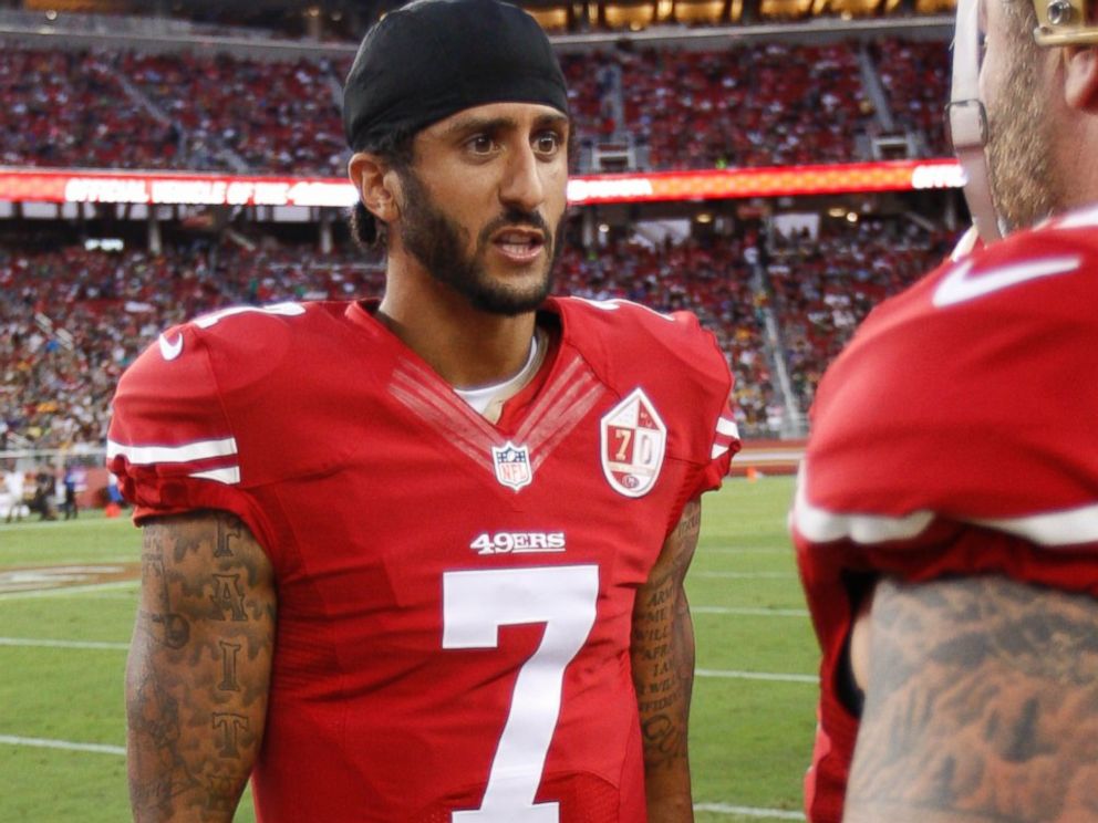 PHOTO: Colin Kaepernick of the San Francisco 49ers stands on the sideline prior to the game against the Green Bay Packers at Levi Stadium on Aug. 26, 2016 in Santa Clara, California.