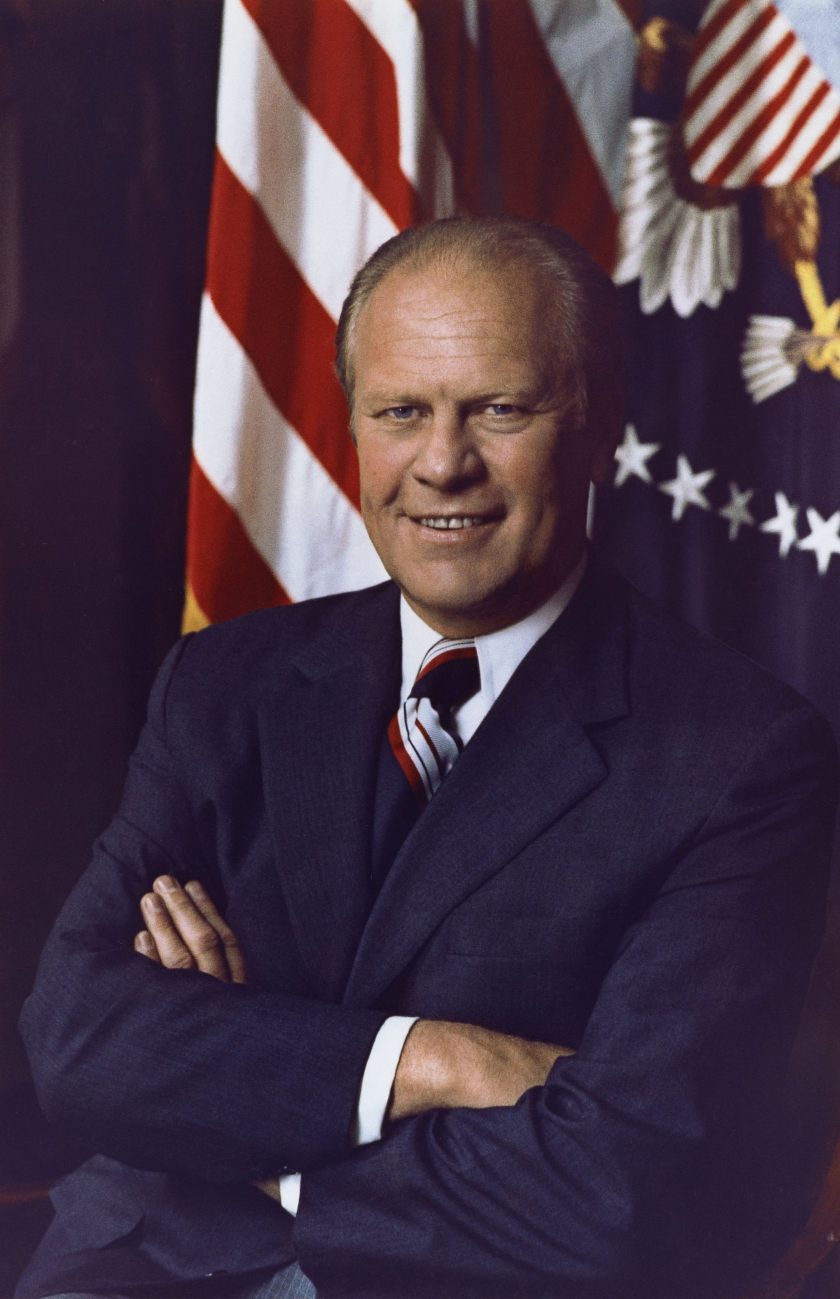 PHOTO: President Gerald R. Ford poses for an official portrait in 1975 in Washington, D.C.