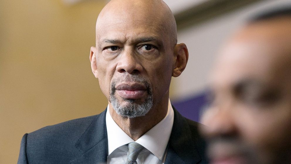 Basketball legend Kareem Abdul-Jabbar attends the "Kareem: Minority Of One" New York premiere at Time Warner Center on Oct. 26, 2015 in New York City.