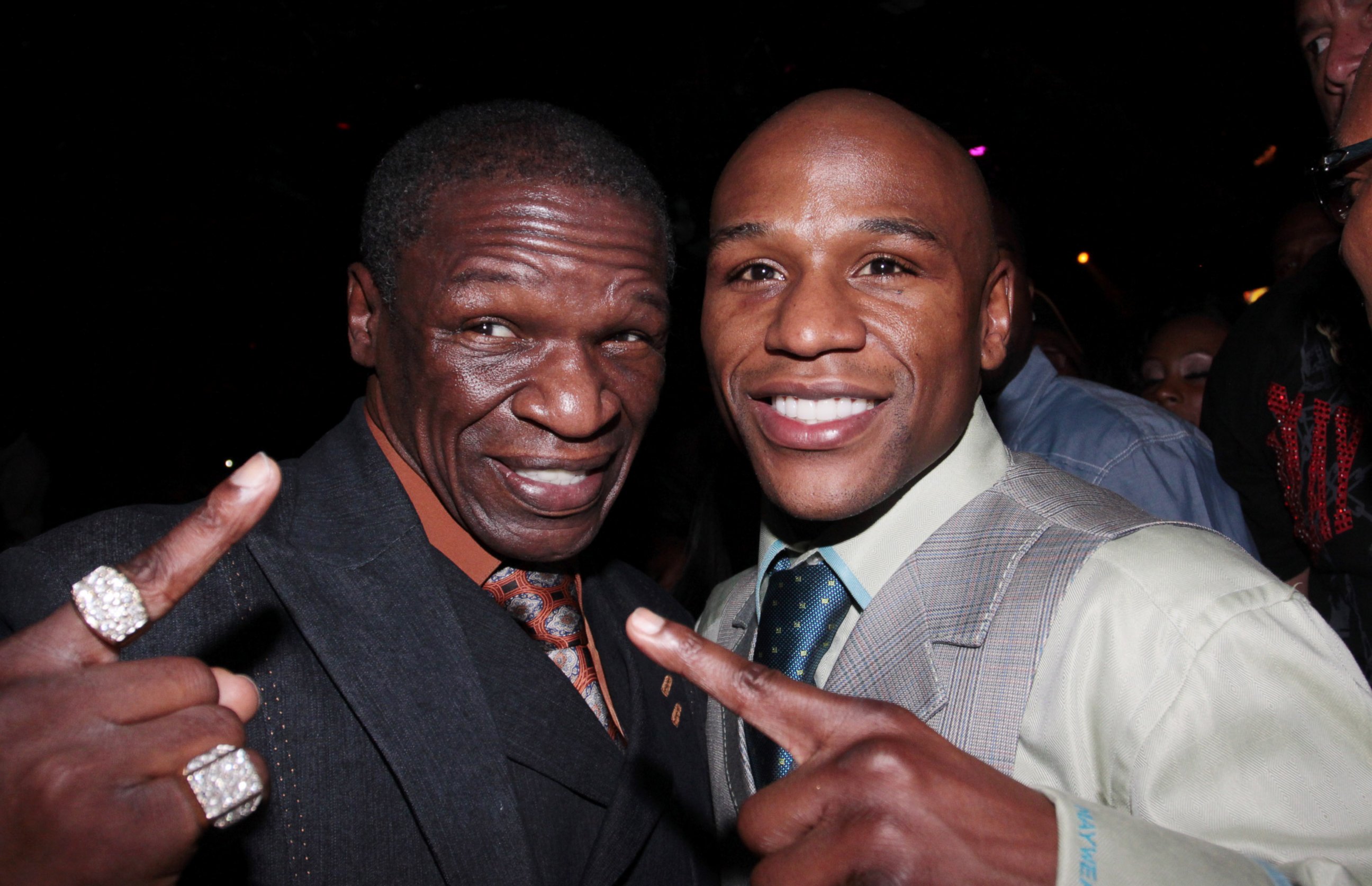 PHOTO: Floyd Mayweather, Sr. and Floyd Mayweather, Jr. attend the official Mayweather afterparty at Studio 54 at MGM Grand on May 1, 2010 in Las Vegas, Nevada.  
