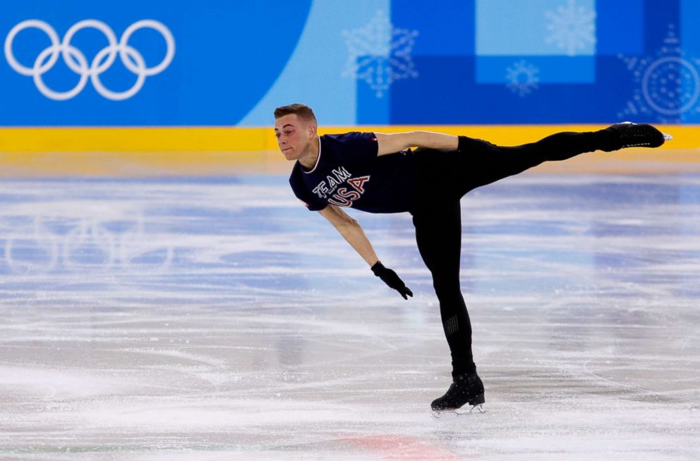 PHOTO: Adam Rippon of The United States trains during Figure Skating practice ahead of the PyeongChang 2018 Winter Olympic Games at Gangneung Ice Arena on February 7, 2018 in Pyeongchang-gun, South Korea. 