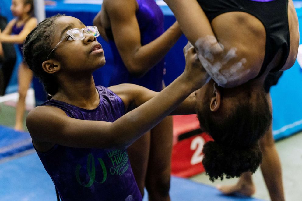 PHOTO: Gymnast Comora Johnson trains at the Wendy Hilliard Gymnastics Foundation, which offers free and discounted classes for children in Detroit and in New York, in New York, Jan. 24, 2020.