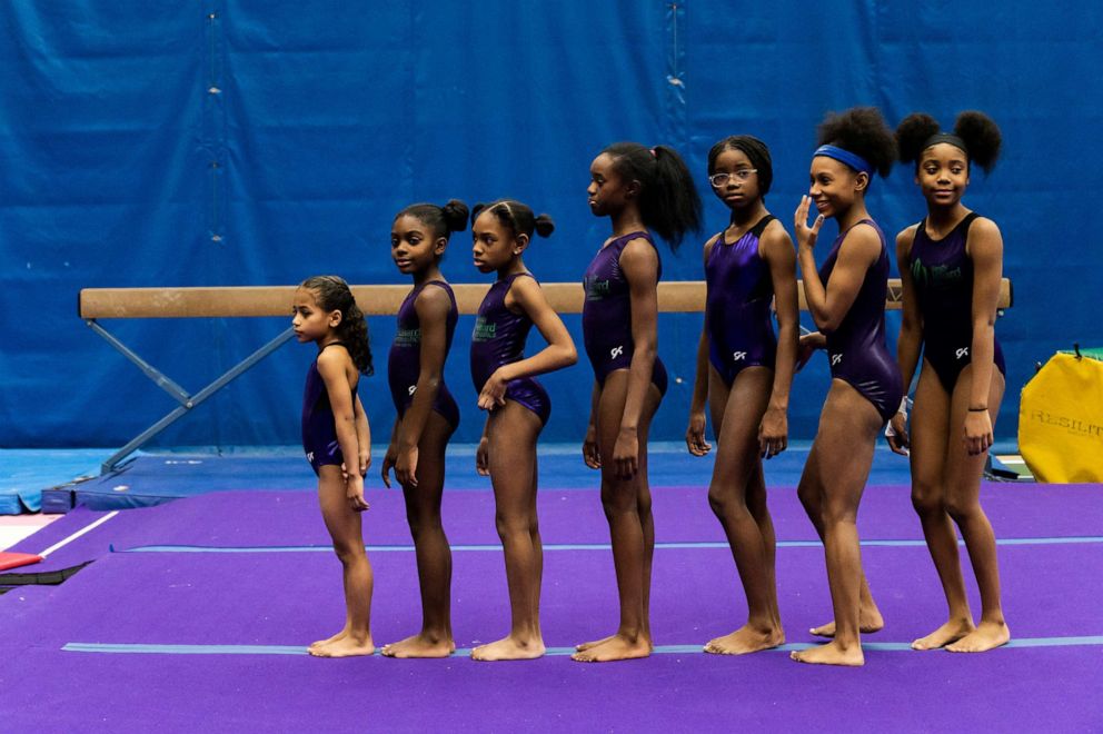 PHOTO: Gymnasts train at the Wendy Hilliard Gymnastics Foundation in New York, Dec. 20, 2019.