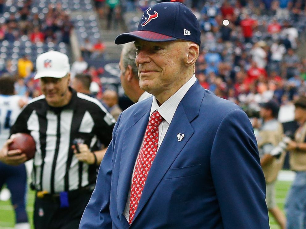 PHOTO: Houston Texans owner Bob McNair walks on the field at NRG Stadium on Oct. 1, 2017 in Houston.